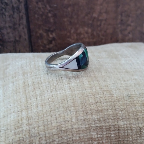 Sterling Silver JR Zuni Multi Stone Inlay Ring - Picture 3 of 11